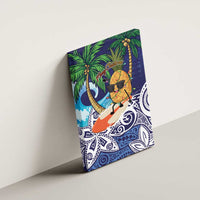 Tropical Christmas Polynesian Canvas Wall Art Funny Surfing Pineapple Blue LT7 - Polynesian Pride