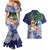 Tropical Christmas Polynesian Couples Matching Mermaid Dress and Hawaiian Shirt Funny Surfing Pineapple Blue