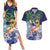 Tropical Christmas Polynesian Couples Matching Summer Maxi Dress and Hawaiian Shirt Funny Surfing Pineapple Blue