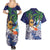 Tropical Christmas Polynesian Couples Matching Summer Maxi Dress and Hawaiian Shirt Funny Surfing Pineapple Blue