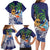 Tropical Christmas Polynesian Family Matching Long Sleeve Bodycon Dress and Hawaiian Shirt Funny Surfing Pineapple Blue