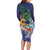 Tropical Christmas Polynesian Family Matching Long Sleeve Bodycon Dress and Hawaiian Shirt Funny Surfing Pineapple Blue