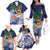 Tropical Christmas Polynesian Family Matching Off The Shoulder Long Sleeve Dress and Hawaiian Shirt Funny Surfing Pineapple Blue