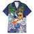 Tropical Christmas Polynesian Family Matching Off Shoulder Maxi Dress and Hawaiian Shirt Funny Surfing Pineapple Blue