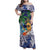 Tropical Christmas Polynesian Family Matching Off Shoulder Maxi Dress and Hawaiian Shirt Funny Surfing Pineapple Blue