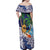 Tropical Christmas Polynesian Family Matching Off Shoulder Maxi Dress and Hawaiian Shirt Funny Surfing Pineapple Blue