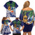 Tropical Christmas Polynesian Family Matching Off Shoulder Short Dress and Hawaiian Shirt Funny Surfing Pineapple Blue