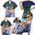 Tropical Christmas Polynesian Family Matching Short Sleeve Bodycon Dress and Hawaiian Shirt Funny Surfing Pineapple Blue