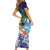 Tropical Christmas Polynesian Family Matching Short Sleeve Bodycon Dress and Hawaiian Shirt Funny Surfing Pineapple Blue