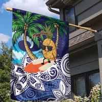 Tropical Christmas Polynesian Garden Flag Funny Surfing Pineapple Blue LT7 - Polynesian Pride