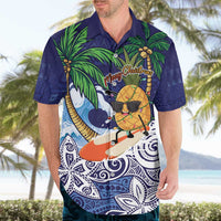 Tropical Christmas Polynesian Hawaiian Shirt Funny Surfing Pineapple Blue LT7 - Polynesian Pride
