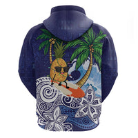 Tropical Christmas Polynesian Hoodie Funny Surfing Pineapple Blue LT7 - Polynesian Pride