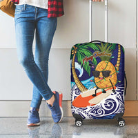 Tropical Christmas Polynesian Luggage Cover Funny Surfing Pineapple Blue LT7 - Polynesian Pride