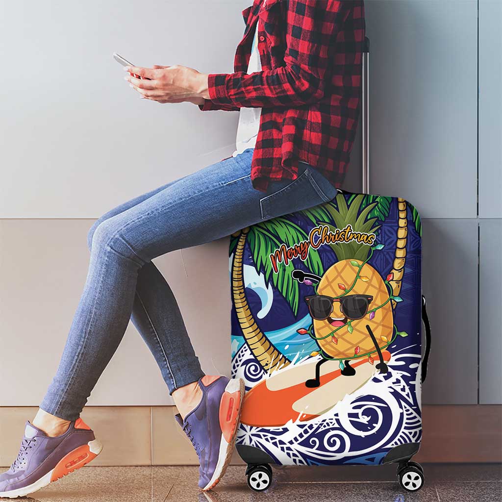 Tropical Christmas Polynesian Luggage Cover Funny Surfing Pineapple Blue LT7 - Polynesian Pride