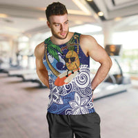 Tropical Christmas Polynesian Men Tank Top Funny Surfing Pineapple Blue LT7 Blue - Polynesian Pride