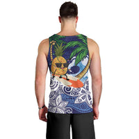 Tropical Christmas Polynesian Men Tank Top Funny Surfing Pineapple Blue LT7 - Polynesian Pride
