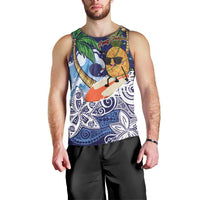 Tropical Christmas Polynesian Men Tank Top Funny Surfing Pineapple Blue LT7 - Polynesian Pride