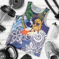 Tropical Christmas Polynesian Men Tank Top Funny Surfing Pineapple Blue LT7 - Polynesian Pride