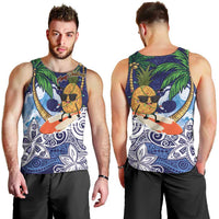 Tropical Christmas Polynesian Men Tank Top Funny Surfing Pineapple Blue LT7 - Polynesian Pride