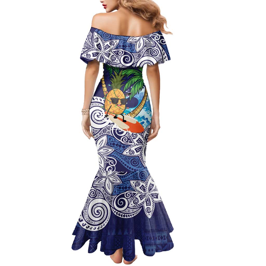 Tropical Christmas Polynesian Mermaid Dress Funny Surfing Pineapple Blue LT7 - Polynesian Pride