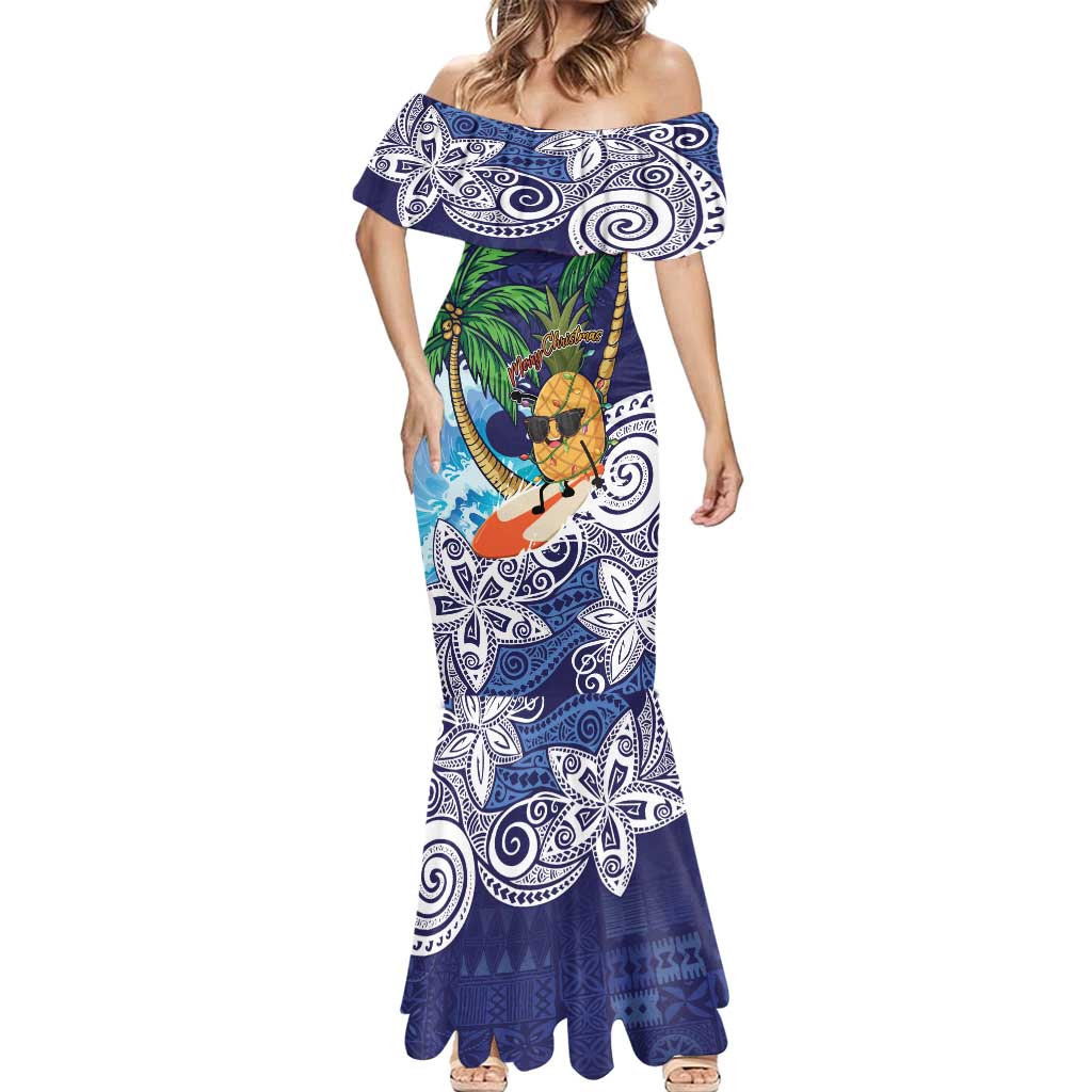 Tropical Christmas Polynesian Mermaid Dress Funny Surfing Pineapple Blue LT7 - Polynesian Pride