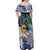 Tropical Christmas Polynesian Off Shoulder Maxi Dress Funny Surfing Pineapple Blue