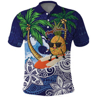 Tropical Christmas Polynesian Polo Shirt Funny Surfing Pineapple Blue LT7 Blue - Polynesian Pride