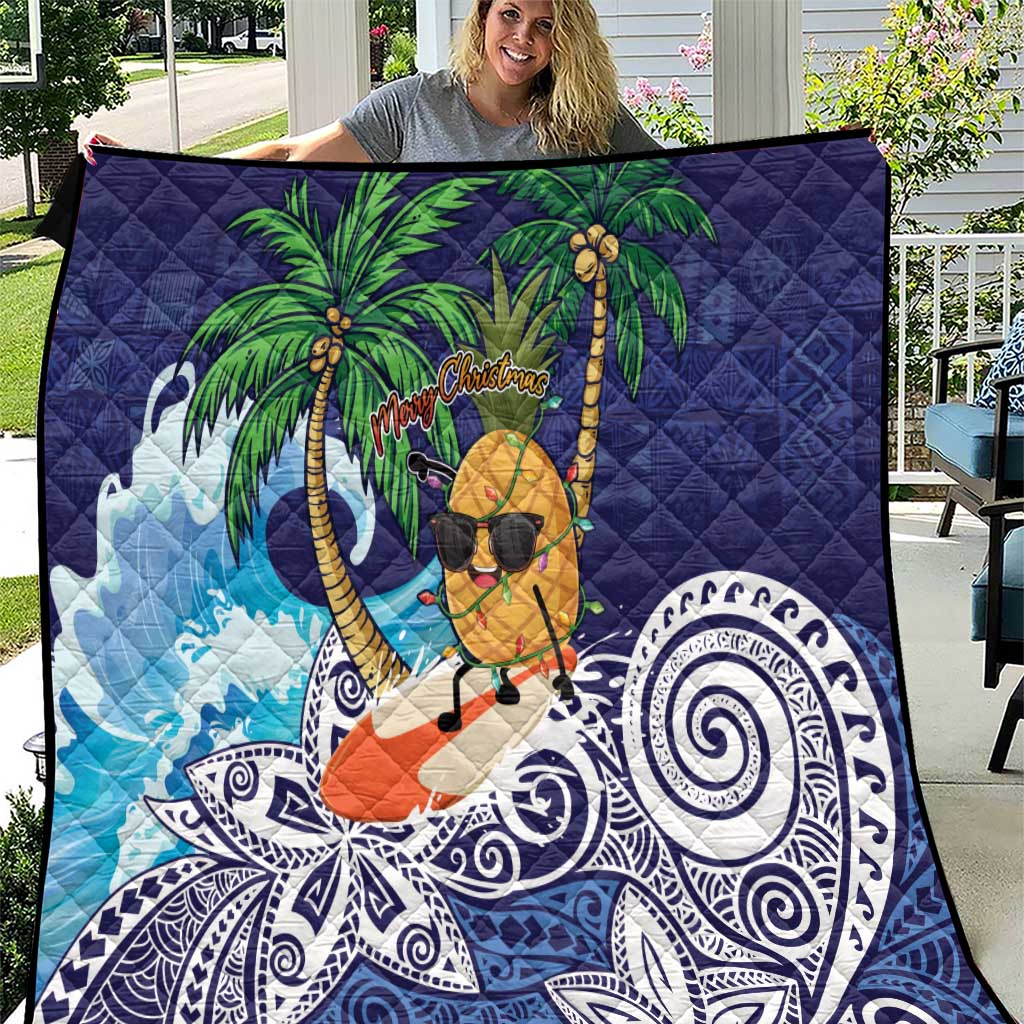 Tropical Christmas Polynesian Quilt Funny Surfing Pineapple Blue LT7 Blue - Polynesian Pride