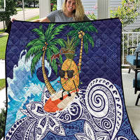 Tropical Christmas Polynesian Quilt Funny Surfing Pineapple Blue LT7 Blue - Polynesian Pride