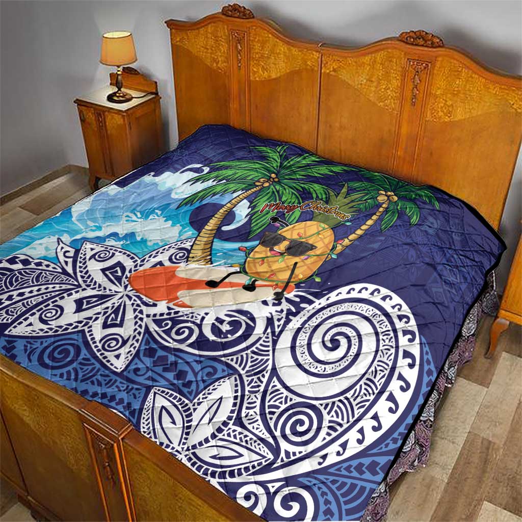 Tropical Christmas Polynesian Quilt Funny Surfing Pineapple Blue LT7 - Polynesian Pride