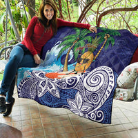 Tropical Christmas Polynesian Quilt Funny Surfing Pineapple Blue LT7 - Polynesian Pride