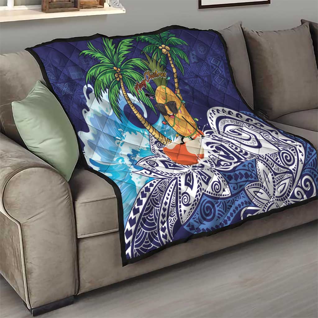 Tropical Christmas Polynesian Quilt Funny Surfing Pineapple Blue LT7 - Polynesian Pride