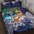 Tropical Christmas Polynesian Quilt Bed Set Funny Surfing Pineapple Blue