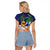 Tropical Christmas Polynesian Raglan Cropped T Shirt Funny Surfing Pineapple Blue