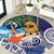 Tropical Christmas Polynesian Round Carpet Funny Surfing Pineapple Blue