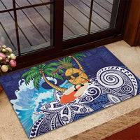 Tropical Christmas Polynesian Rubber Doormat Funny Surfing Pineapple Blue LT7 - Polynesian Pride