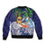 Tropical Christmas Polynesian Sleeve Zip Bomber Jacket Funny Surfing Pineapple Blue