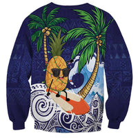 Tropical Christmas Polynesian Sweatshirt Funny Surfing Pineapple Blue LT7 - Polynesian Pride