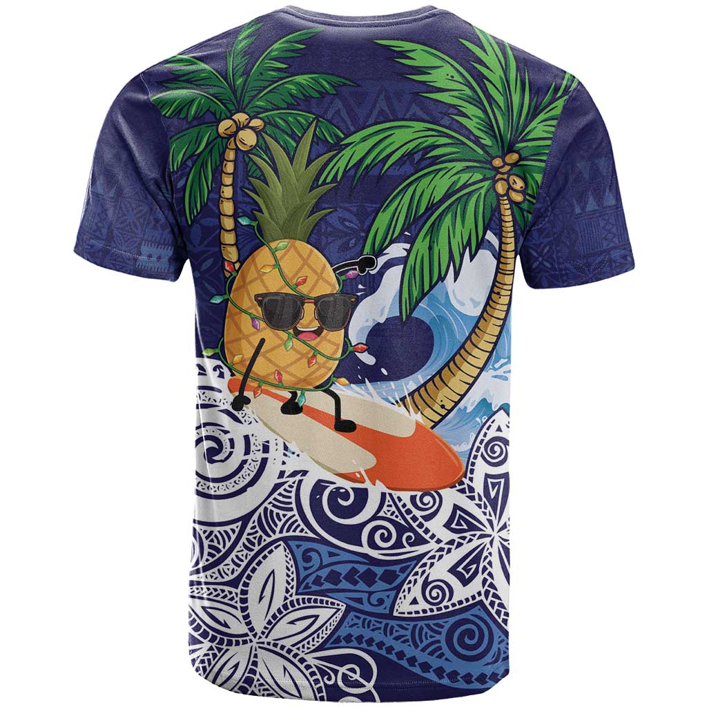 Tropical Christmas Polynesian T Shirt Funny Surfing Pineapple Blue LT7 - Polynesian Pride