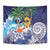 Tropical Christmas Polynesian Tapestry Funny Surfing Pineapple Blue