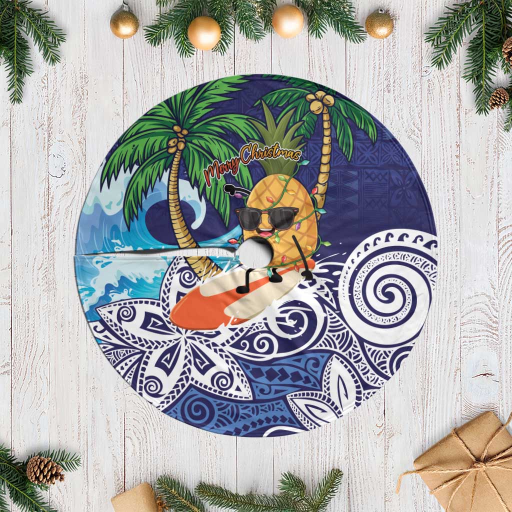 Tropical Christmas Polynesian Tree Skirt Funny Surfing Pineapple Blue LT7 Casual Blue - Polynesian Pride