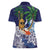 Tropical Christmas Polynesian Women Polo Shirt Funny Surfing Pineapple Blue