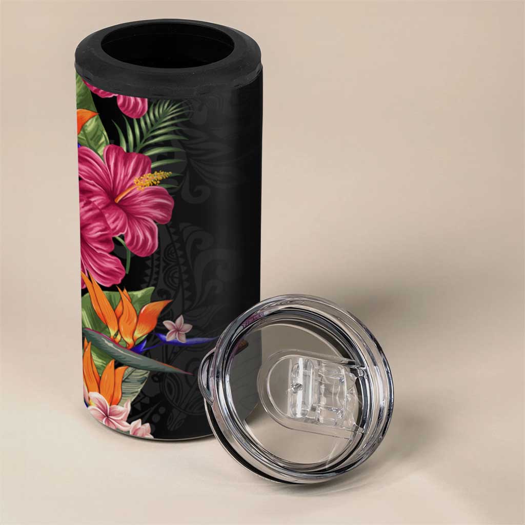 Hawaii Flowers Tribal Pattern 4 in 1 Can Cooler Tumbler LT9 - Polynesian Pride