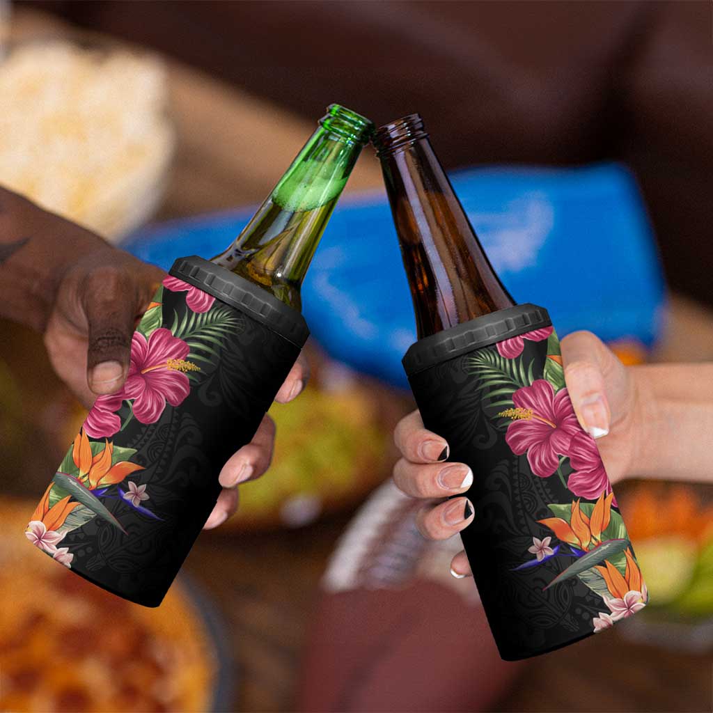 Hawaii Flowers Tribal Pattern 4 in 1 Can Cooler Tumbler LT9 - Polynesian Pride