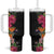 Hawaii Flowers Tribal Pattern Tumbler With Handle