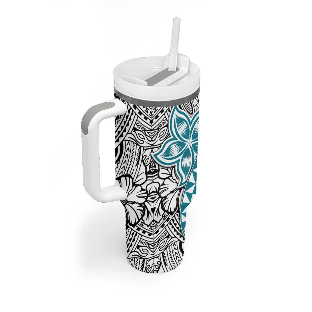 Turquoise Traditional Polynesian Tribal Tattoo Retro Tumbler With Handle LT9 - Polynesian Pride