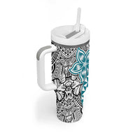 Turquoise Traditional Polynesian Tribal Tattoo Retro Tumbler With Handle LT9 - Polynesian Pride