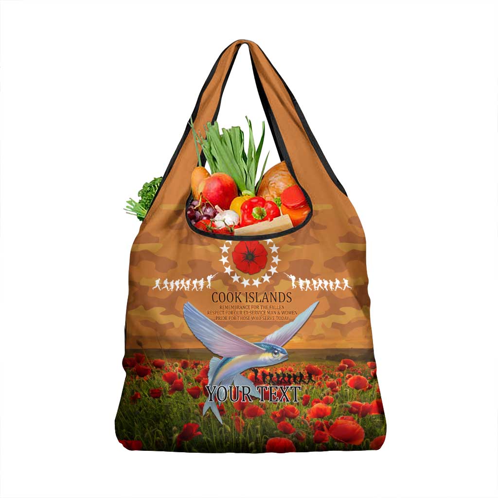 Cook Islands ANZAC Day Personalised Grocery Bag with Poppy Field LT9 1-pack One Size Art - Polynesian Pride