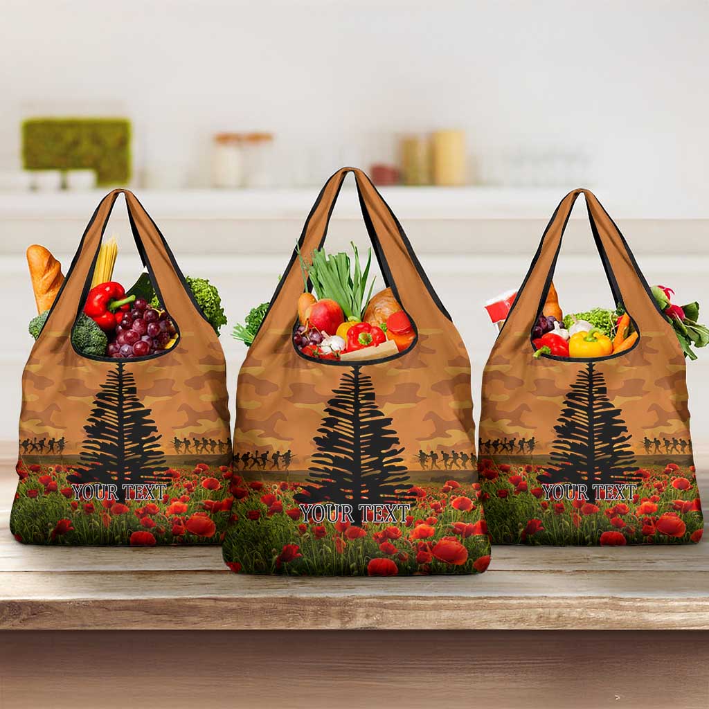 Norfolk Island ANZAC Day Personalised Grocery Bag with Poppy Field LT9 3-pack One Size Art - Polynesian Pride