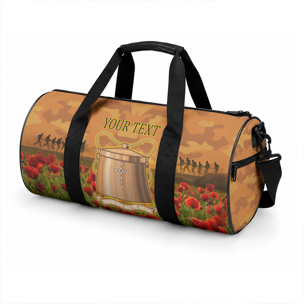 Tokelau ANZAC Day Personalised Duffle Bag with Poppy Field LT9 - Polynesian Pride